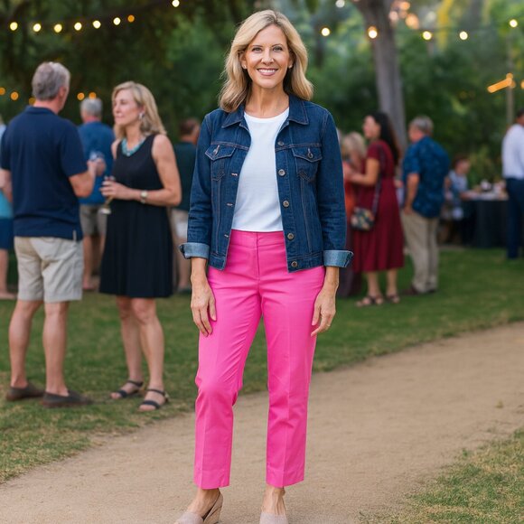 Talbots Pants Women 12 Pink Signature Crop Cotton Casual Capri Beach Coastal Y2K - Picture 1 of 9